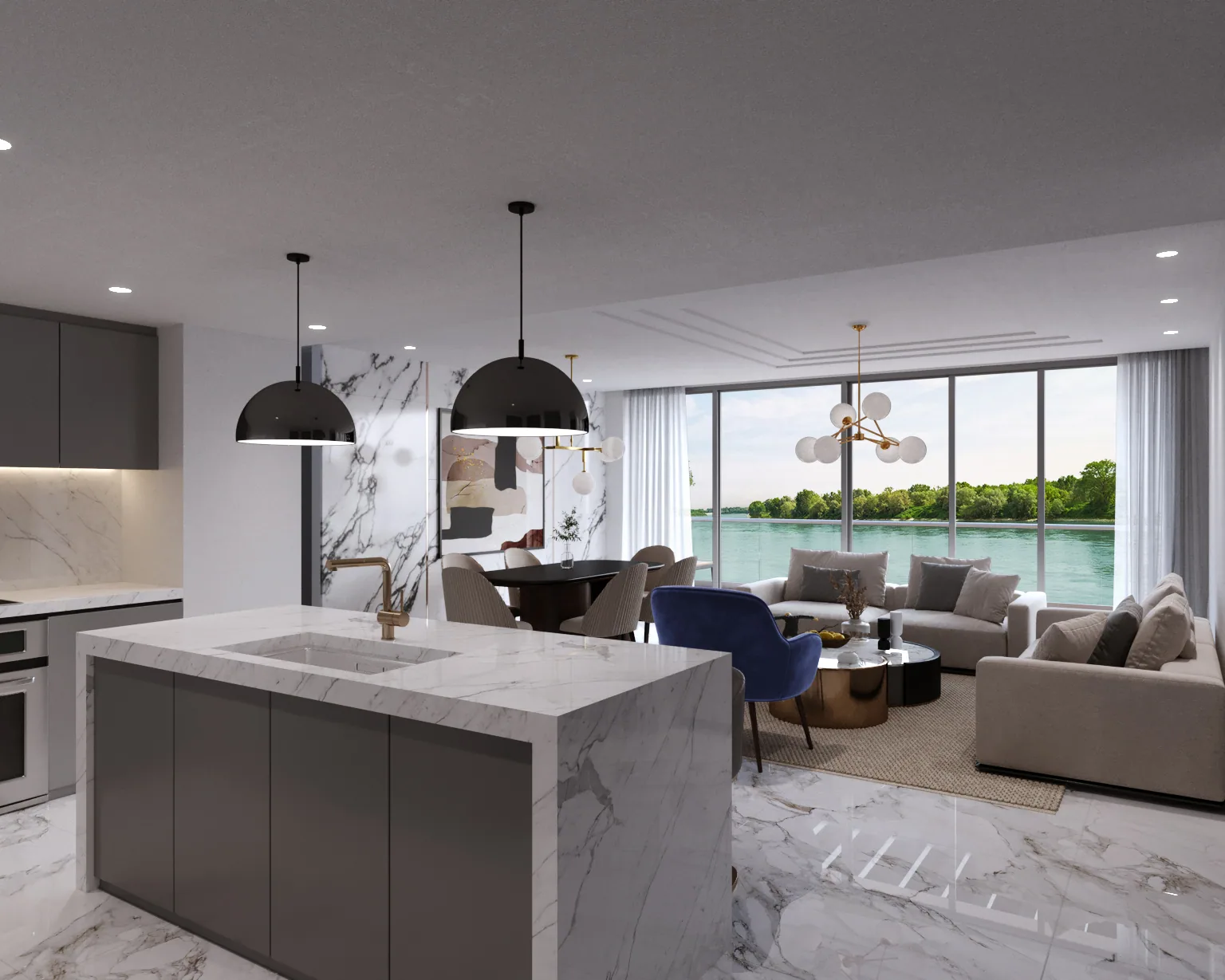 Departamento en venta junto al río Samborondón Edificio Atlas Vista al Río